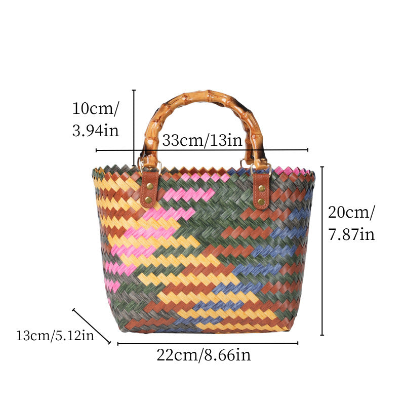 Handwoven tote bag with bamboo handles Kalsten