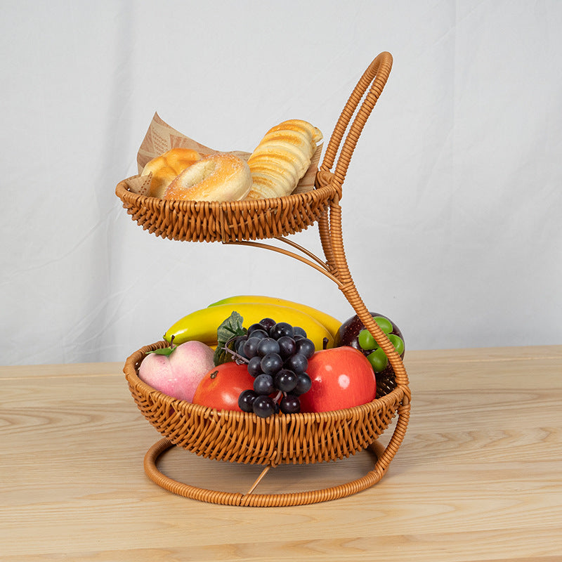 Two-Tiered Wicker Fruit Stand Kalsten