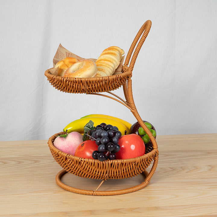 Two-Tiered Wicker Fruit Stand Kalsten