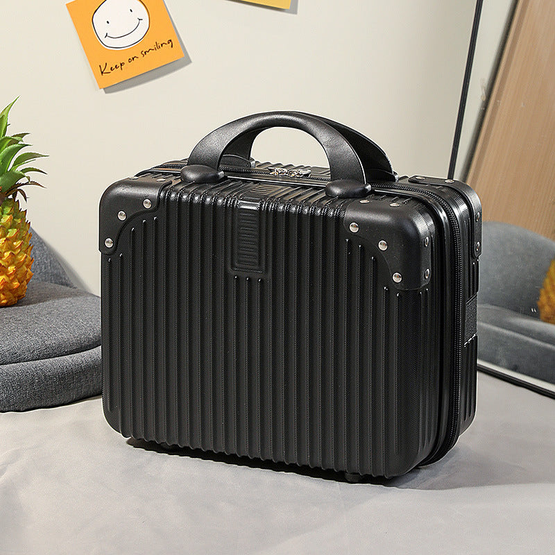 compact hard-shell travel vanity cosmetic and tech organizer with ribbed shell reinforced corners removable padded insert Kalsten