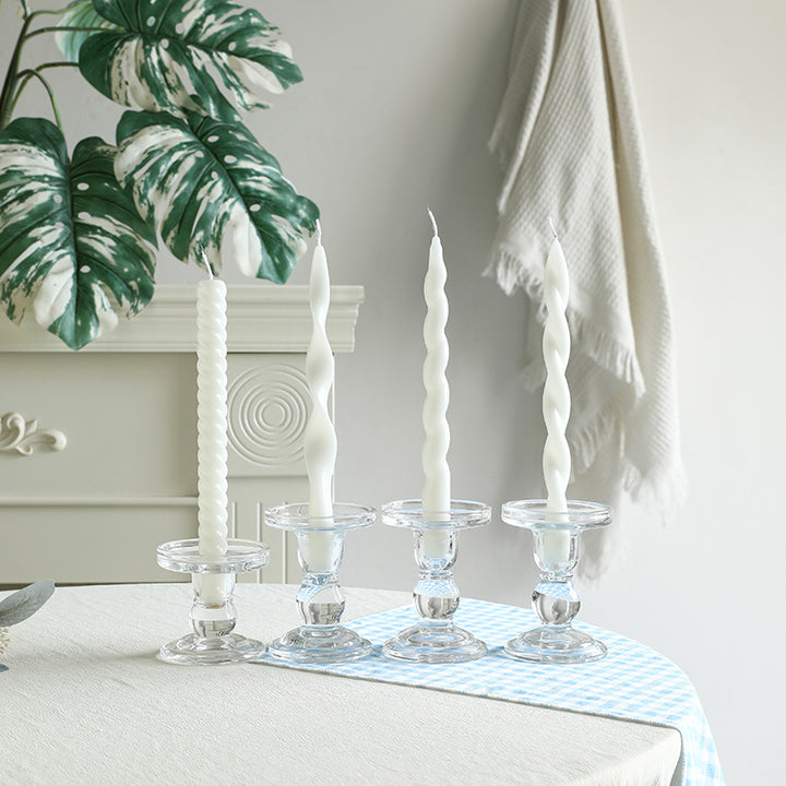 Sculptural Ribbon-Twist Taper Candle Set