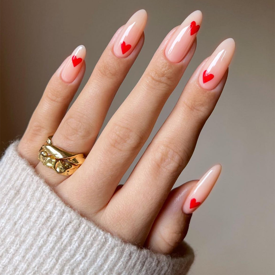 Acrylic nail set with stylish heart designs Kalsten
