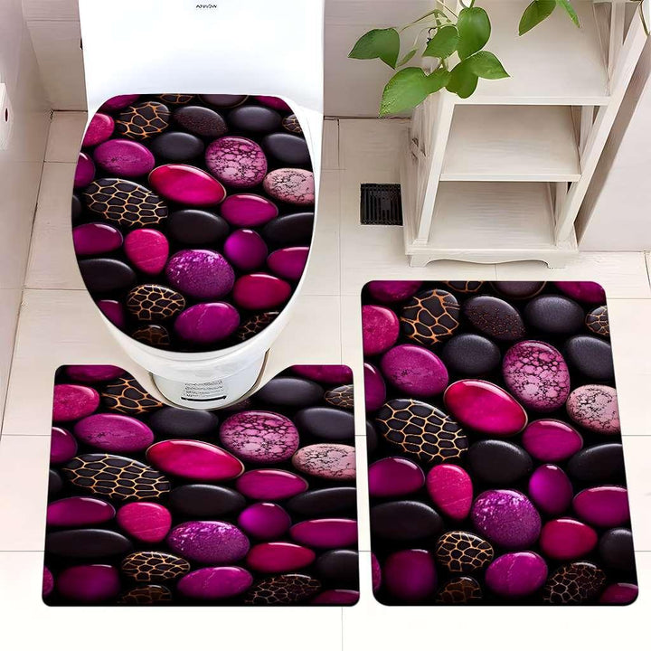 Decorative Rock and Butterfly Bathroom Mat Set Kalsten