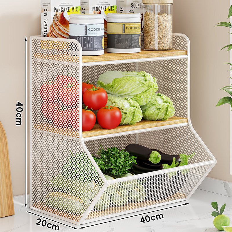 Triple-Tier Metal Mesh Countertop Produce and Pantry Organizer
