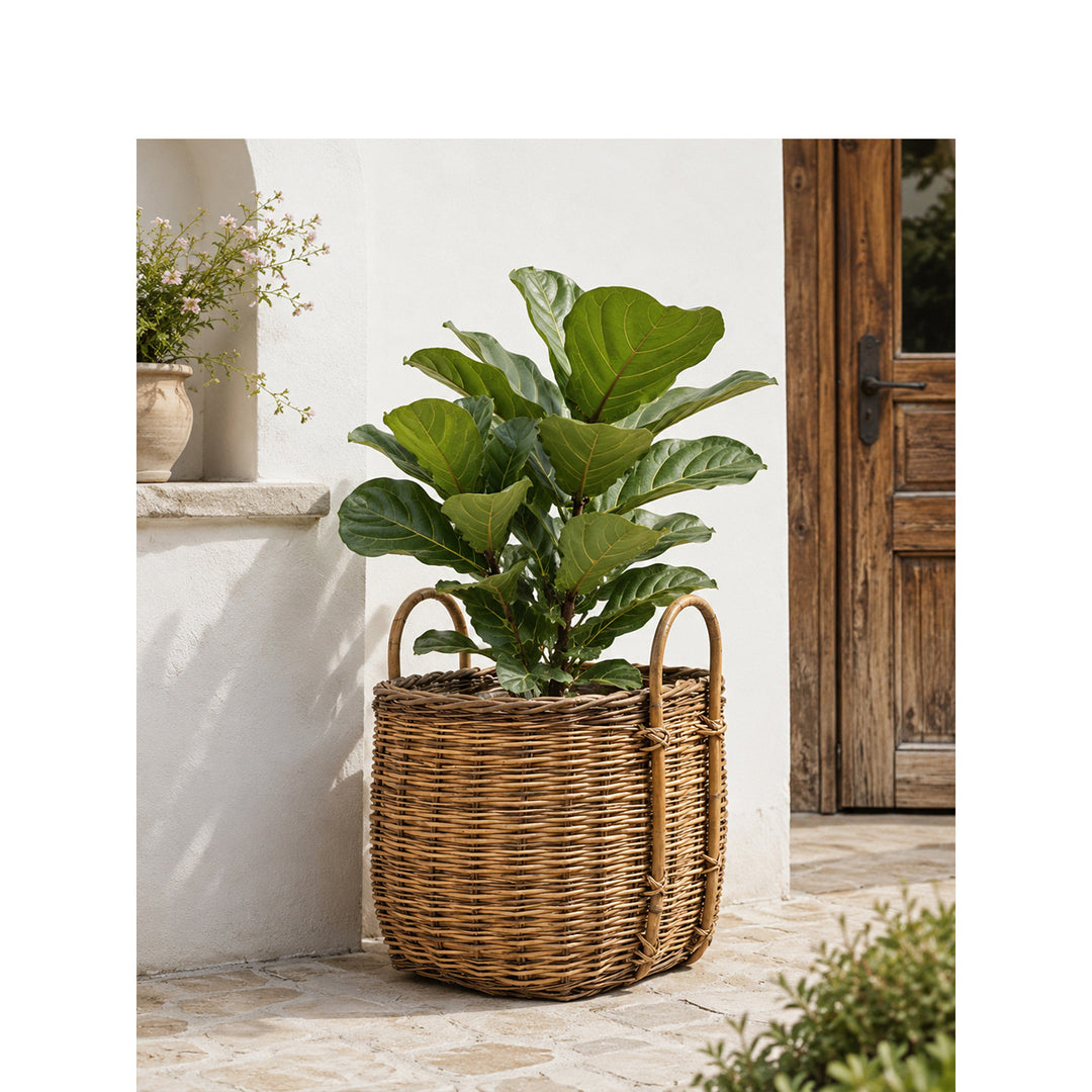 Robust basket with lid and practical handle Kalsten