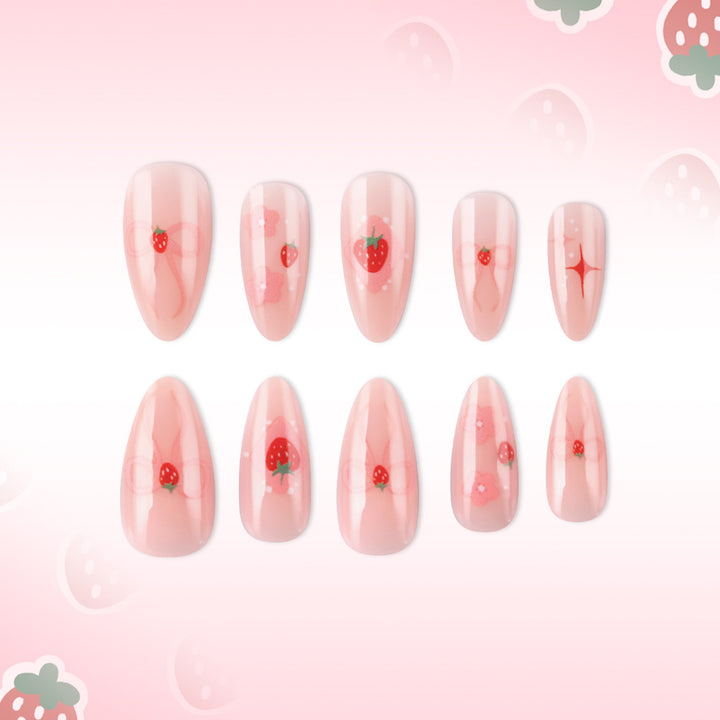 Strawberry-Themed Artistic Press-On Nails Kalsten