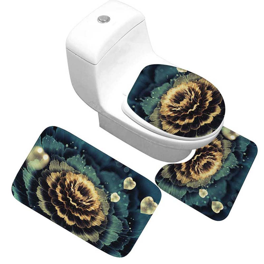 Floral Design Toilet Mat Set
