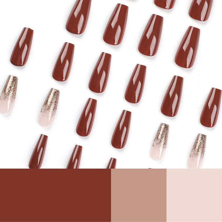 Artificial acrylic nails with elegant glitter accents and creative designs Kalsten