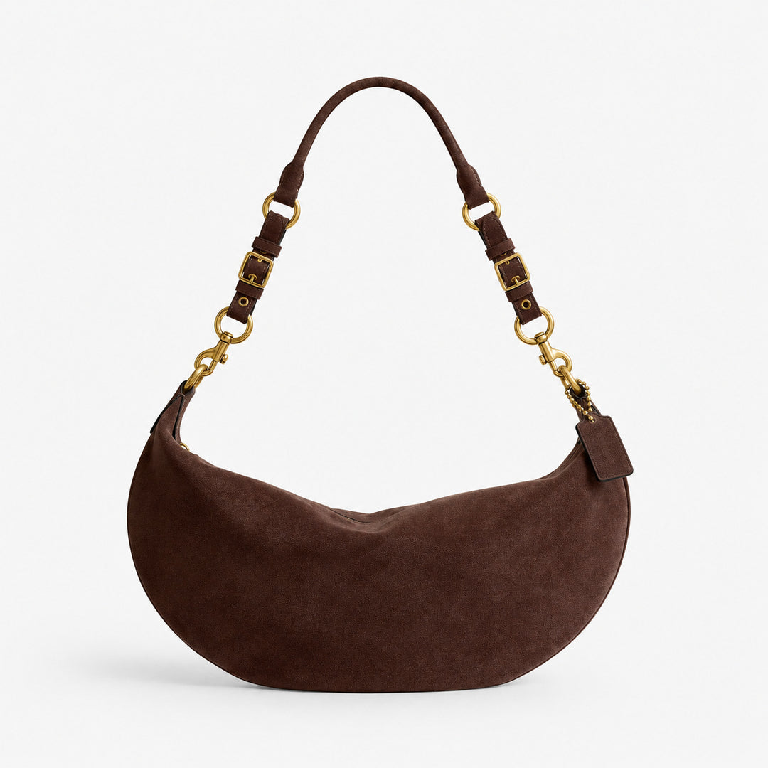 Soft Suede Curved Handbag