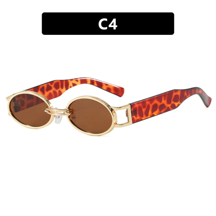 Women oval-shaped sunglasses with golden accents and stylish frame Kalsten