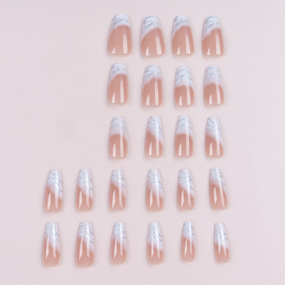 Elegant Marble French Tip Press-On Nails