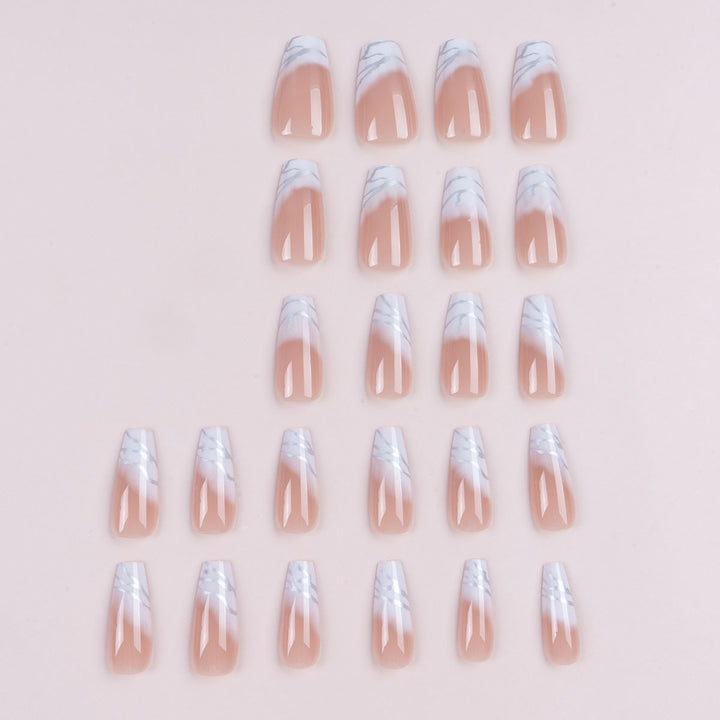 Elegant Marble French Tip Press-On Nails