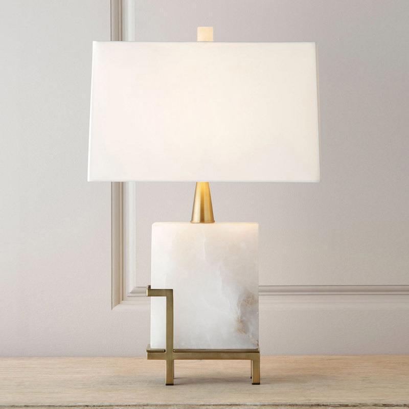 Luxurious Alabaster Table Lamp with Brass Base