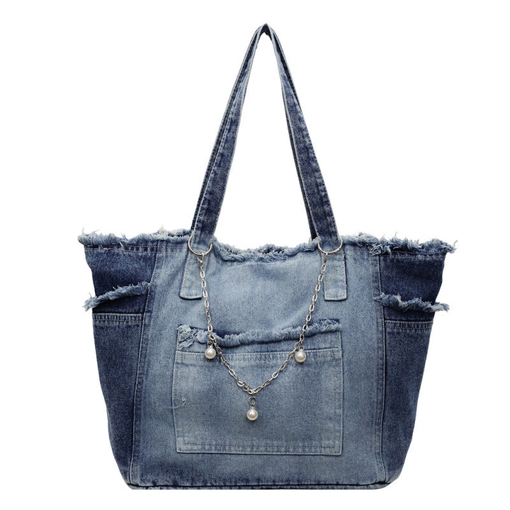 Distressed Denim Tote Bag
