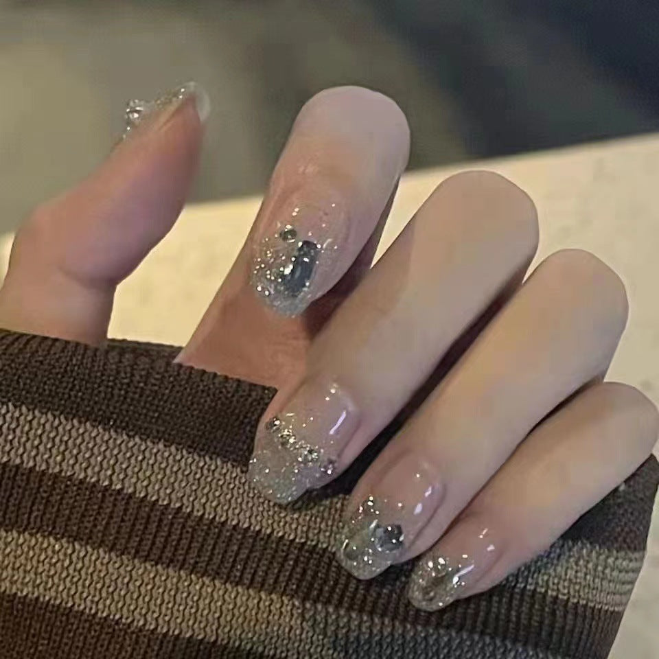 Rhinestone-Decorated Press-On Nail Art