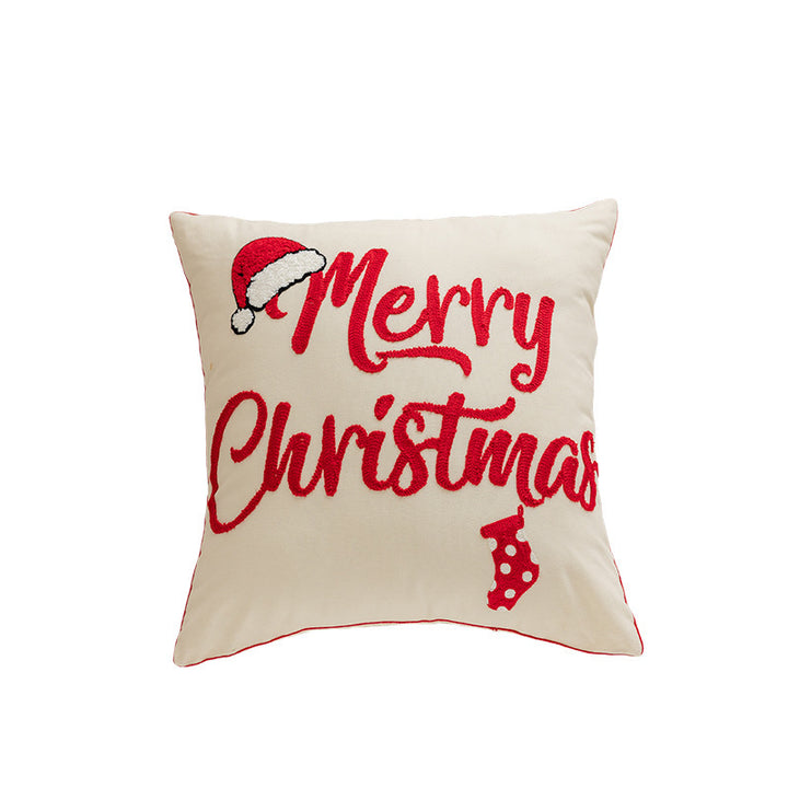 Holiday Tufted Chenille Square Throw Pillow with Raised Tree Motif and Hidden Zipper