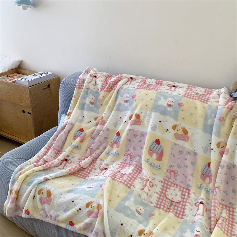 Cozy Plush Cartoon Dog-Themed Throw Blanket