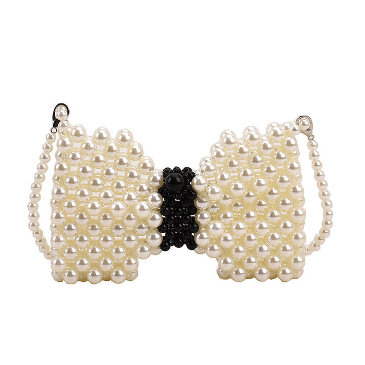 Pearled Bow Motif Evening Handbag