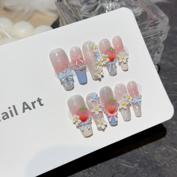 Charming 3D Floral Press-On Nail Art Set