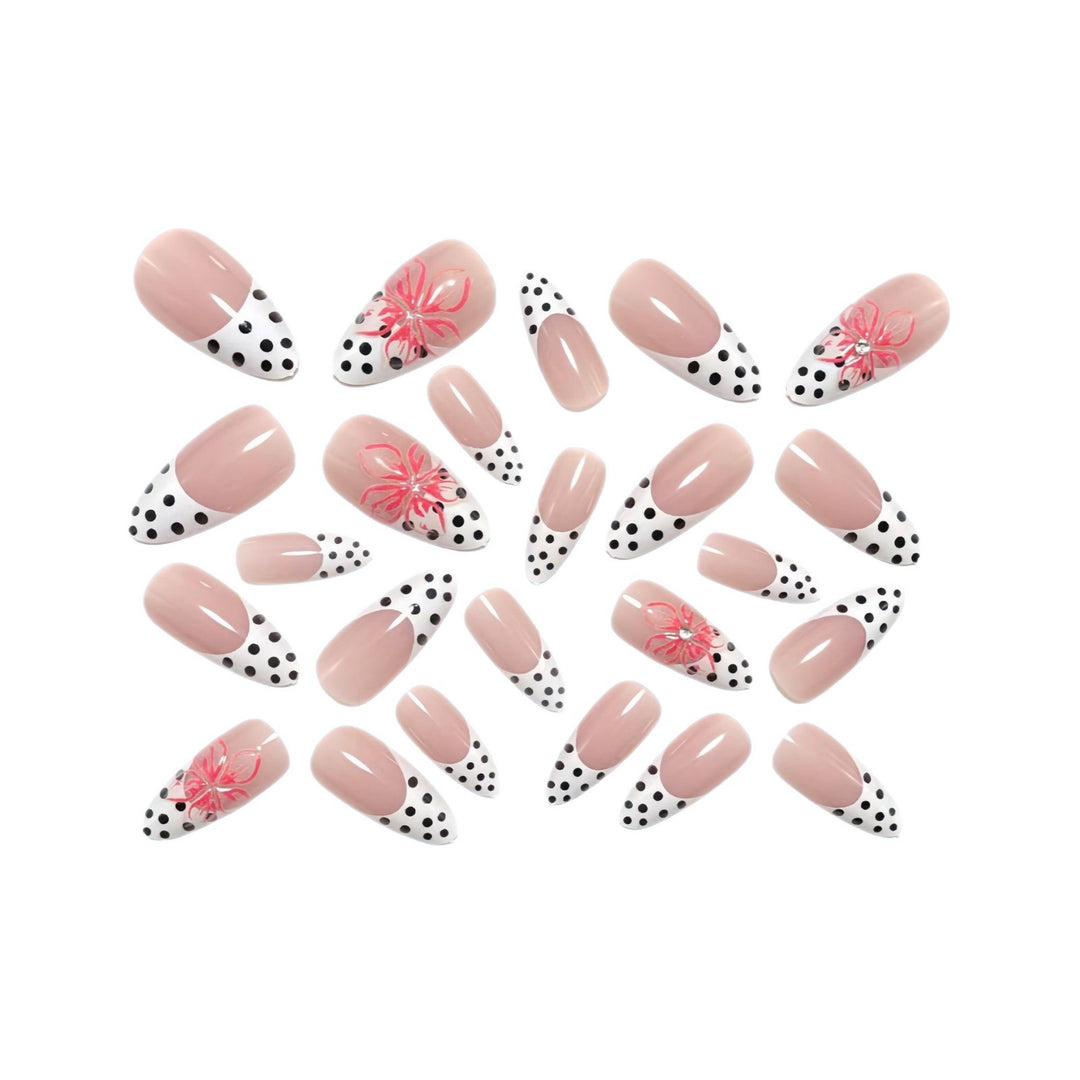 Artificial nails with floral accent and elegant tip Kalsten