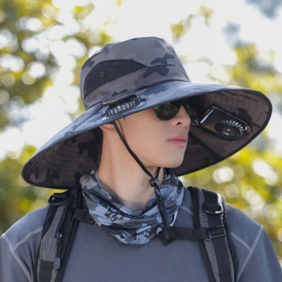 tactical fishing hat with wide brim, mesh ventilation and adjustable chin strap Kalsten