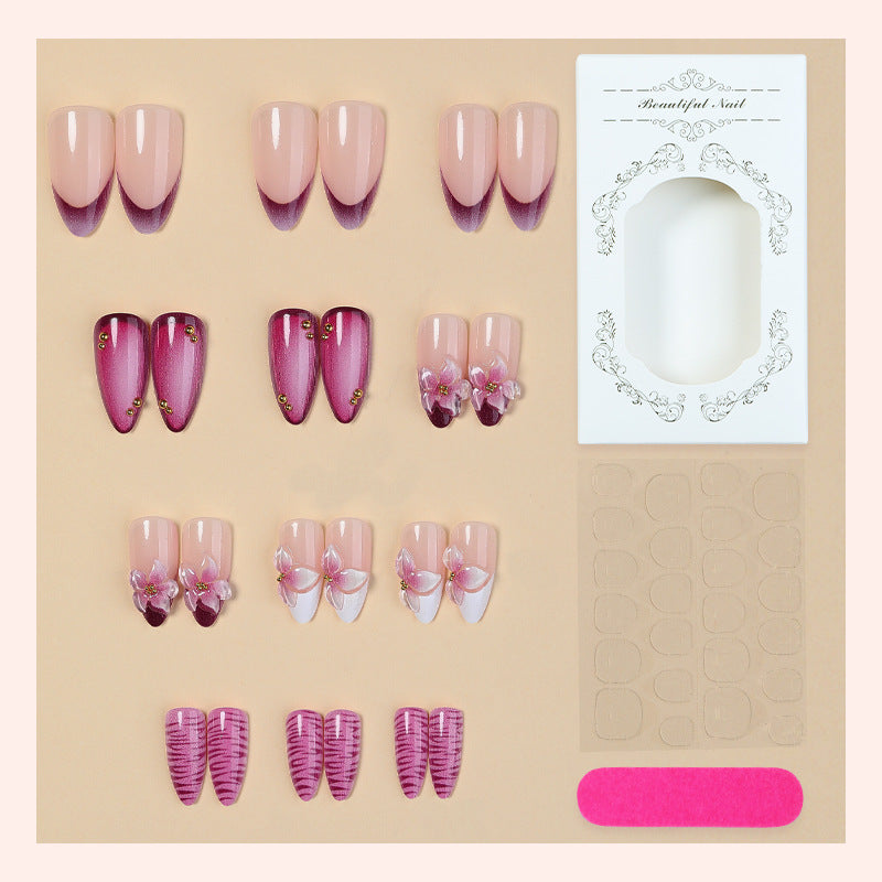 Artificial nail set with floral accents and ombre effect Kalsten
