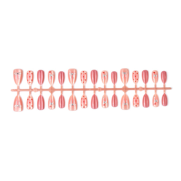 Artistic Nail Art Set with Heart and Cherry Designs