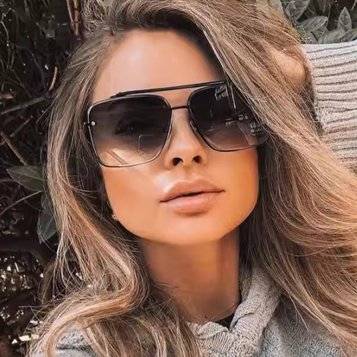 Women square sunglasses with protective lenses and modern metal frame Kalsten
