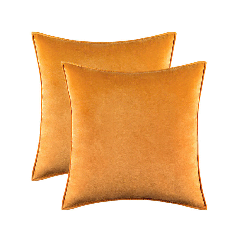 Plush Velvet Square Decorative Pillow Cover Pair with Knife-Edge Seam and Hidden Zipper