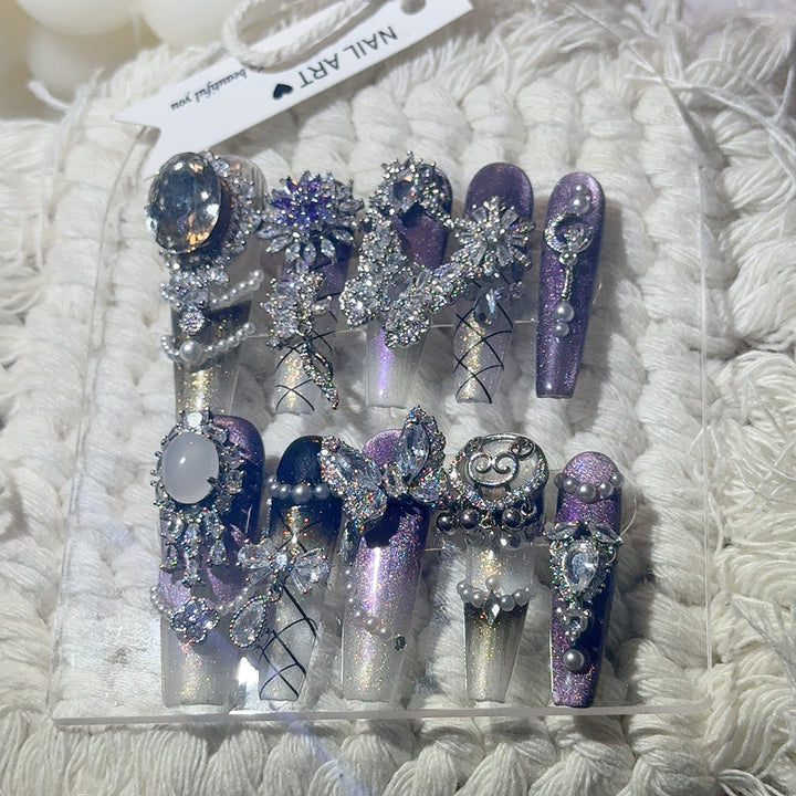 Luxurious Rhinestone Decorative Press-On Nails
