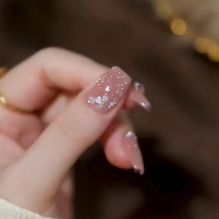 Elegant Crystal-Accented Press-On Nail Art