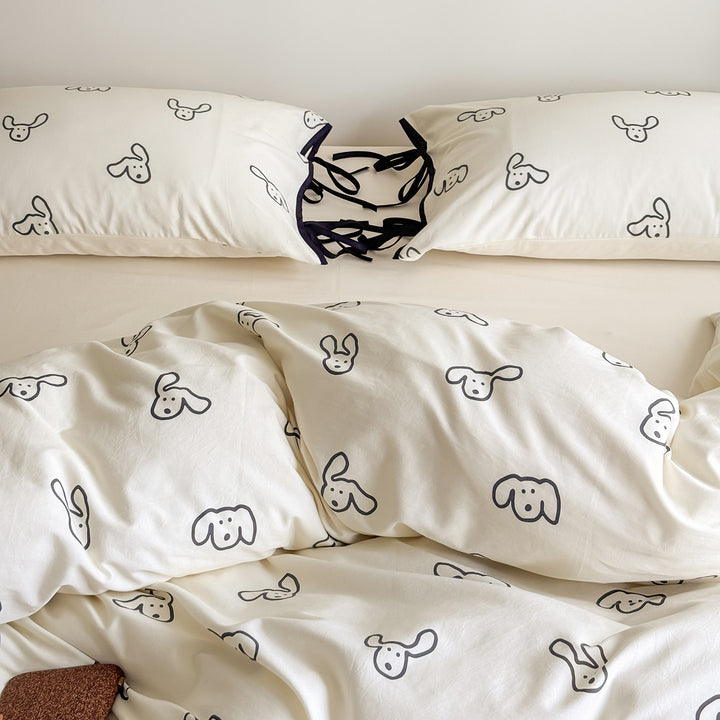 Luxurious cotton bedding set with floral stripes and reversible function