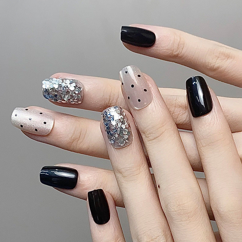Glamorous Press-On Nail Set with Decorative Gemstone Accents Kalsten