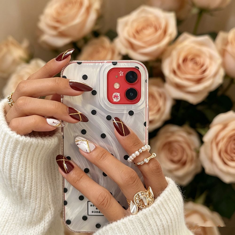 Marble Effect Press-On Nail Set