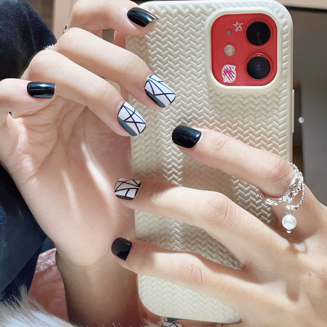 Artistic Geometric Design Press-On Nails