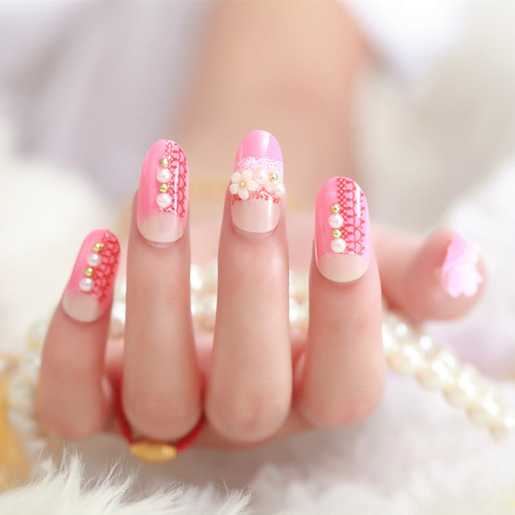 Elegant Pearl-Embellished Press-On Nail Set
