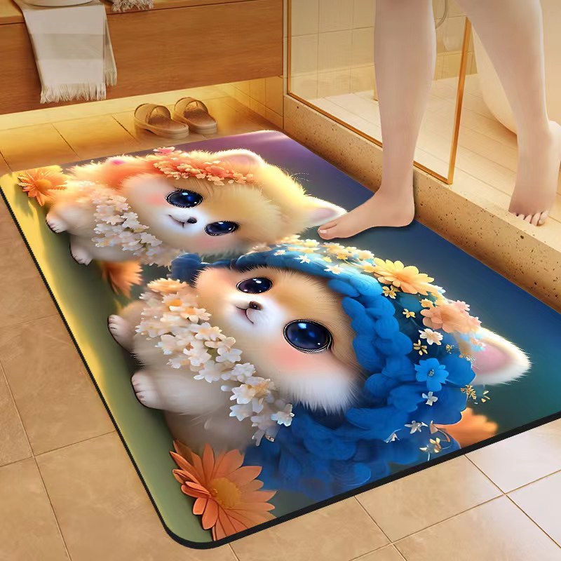 Cute Cat-Themed Bath Mat Kalsten