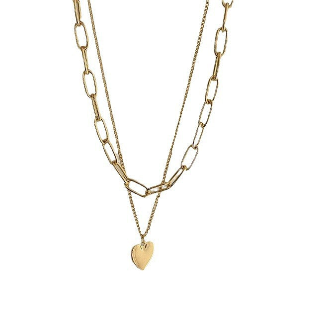 Heart Chain Layered Necklace Kalsten