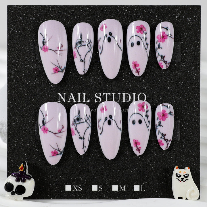 Artificial nail set with playful ghost and flower motifs Kalsten