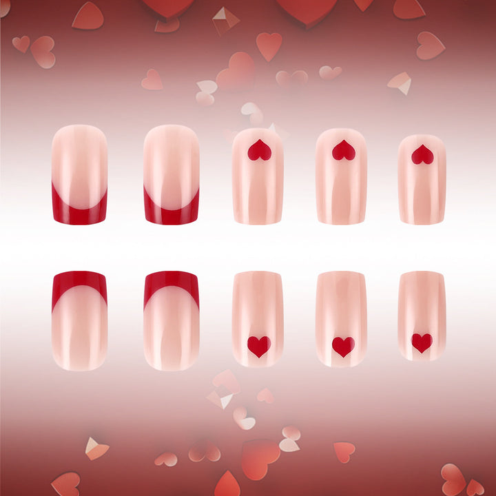 Heart-Embellished Press-On Nails Kalsten