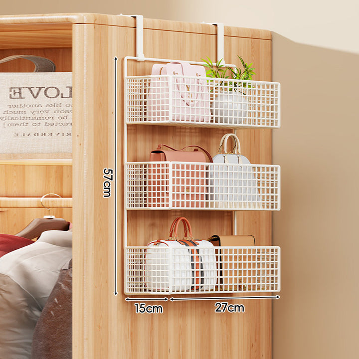 Over-the-Door Multi-Tier Metal Grid Hanging Storage Organizer