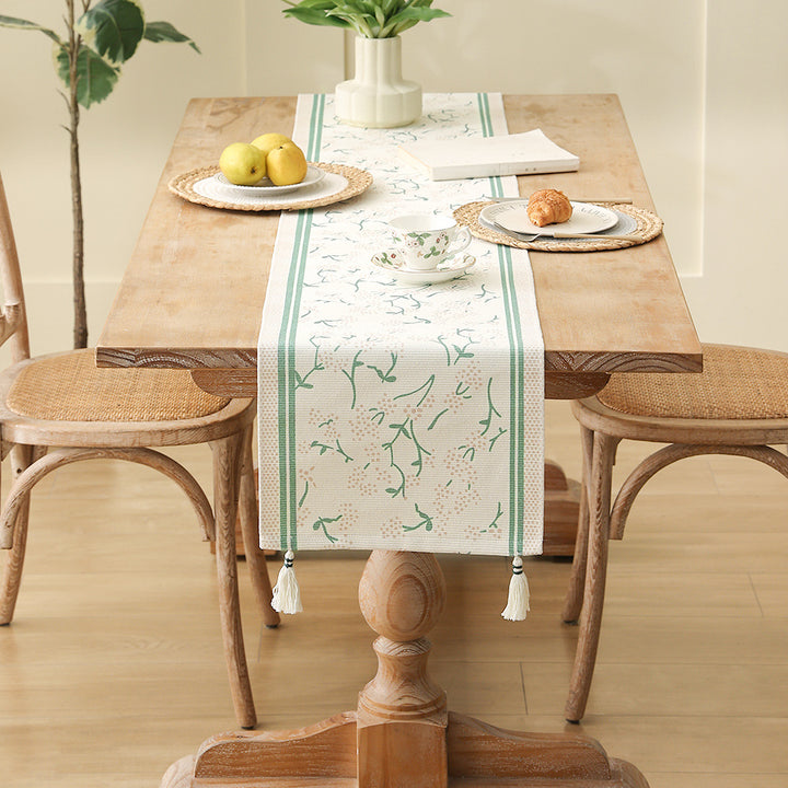 decorative table runner made of woven cotton with tassels Kalsten