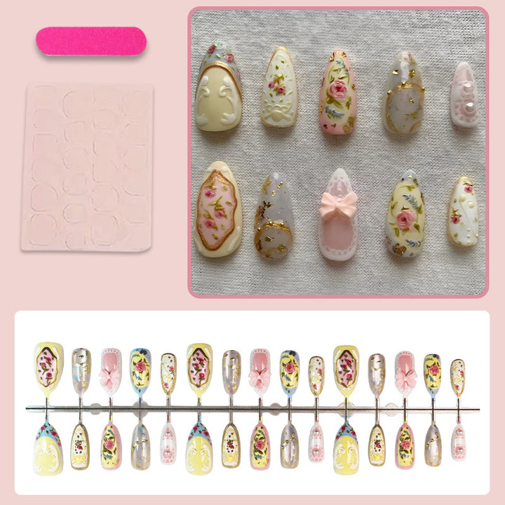 Art nail set with delicate flower and glitter decorations Kalsten