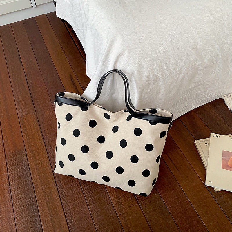 Polka Dot Canvas Tote Bag