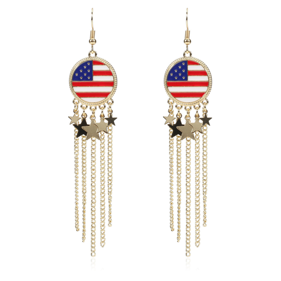 Women’s dangling earrings with enameled medallion and pearl fringes Kalsten