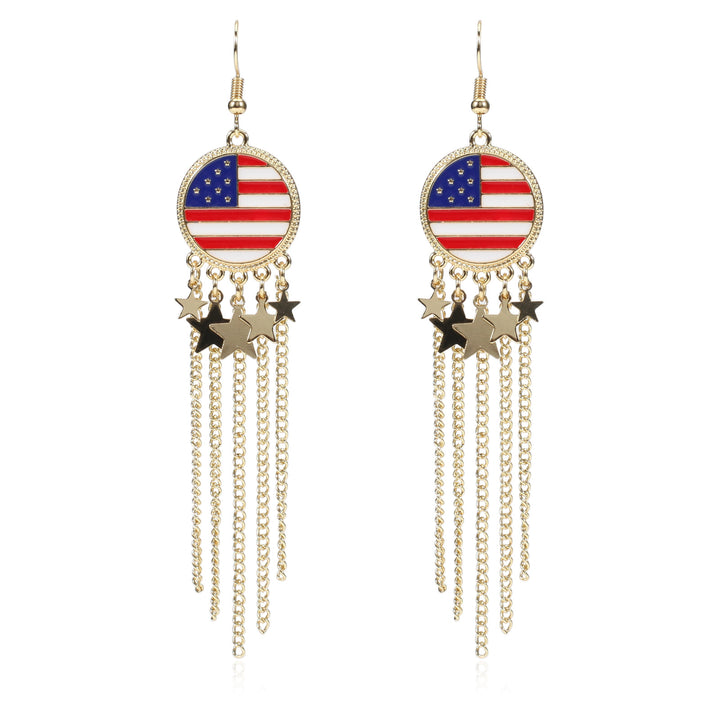 Women’s dangling earrings with enameled medallion and pearl fringes Kalsten