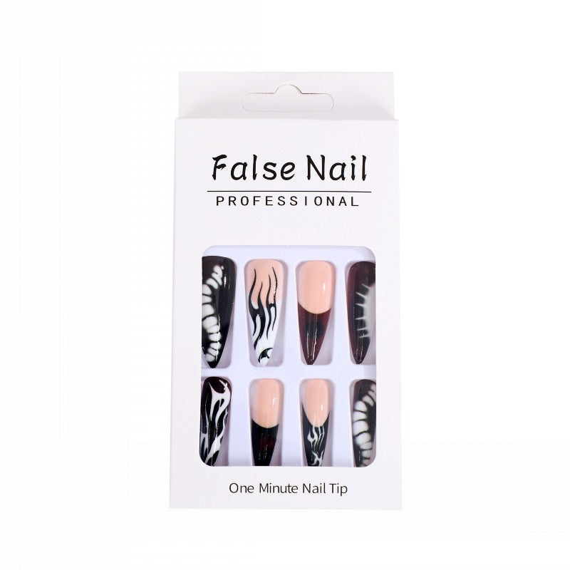 Artificial nails with creative black-and-white pattern Kalsten
