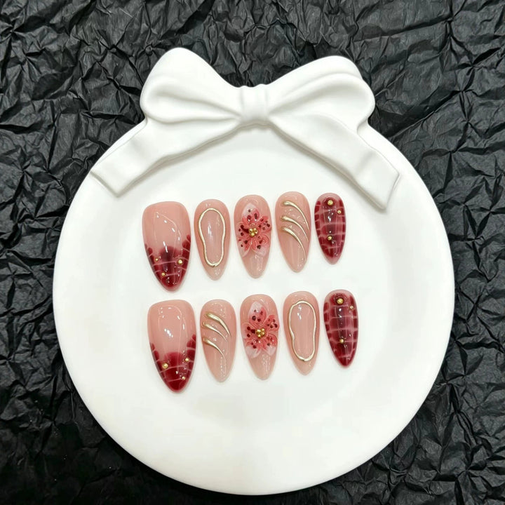 Artistic Floral Press-On Nail Set  1791774628