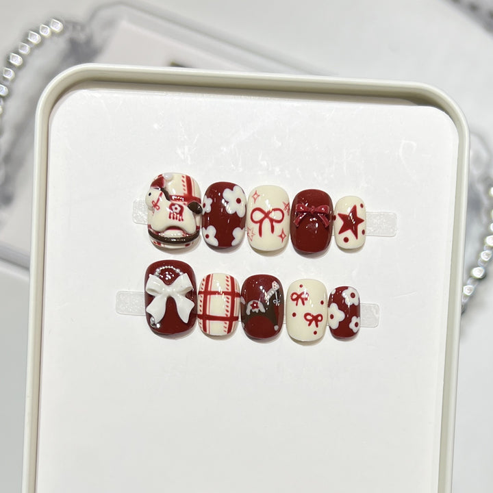 Decorative Press-On Nail Art Set with Unique Patterns Kalsten
