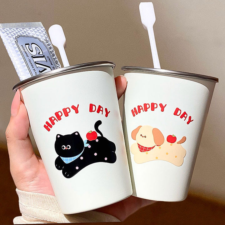 Stainless Steel Drinking Cup with Cheerful Dog Design Kalsten